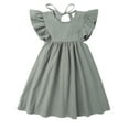 thumbnail image 2 of Aayomet Kids Girls Toddler Soild Fly Sleeves Lace Princess Girls Dress Cloths 4 Yr Old Girl Clothes,Green 3 Years, 2 of 5
