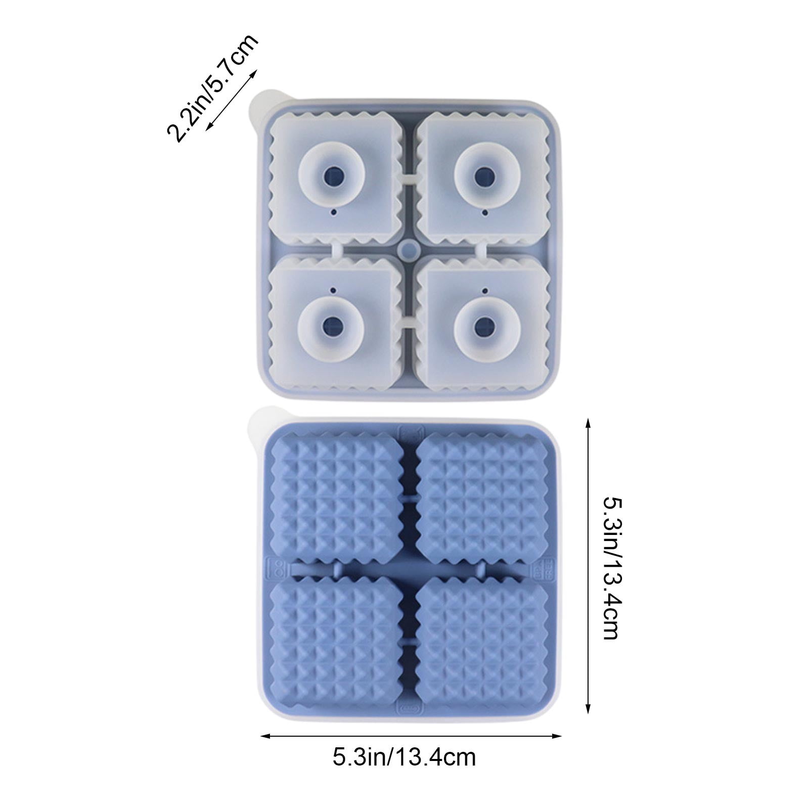 3D Square Ice Cube Tray, Large Square Silicone Fun Shapes Whiskey Ice Mold for Cocktails, Bourbon,Brandy, Whiskey Gifts.(2.2*5.3*5.3 in).Blue