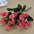 thumbnail image 2 of Inteprter Ramo de flores de rosas artificiales de 21 cabezas, ramo de flores nupciales de boda de rosas de seda de simulación Flores artificiales rojo, 2 of 6