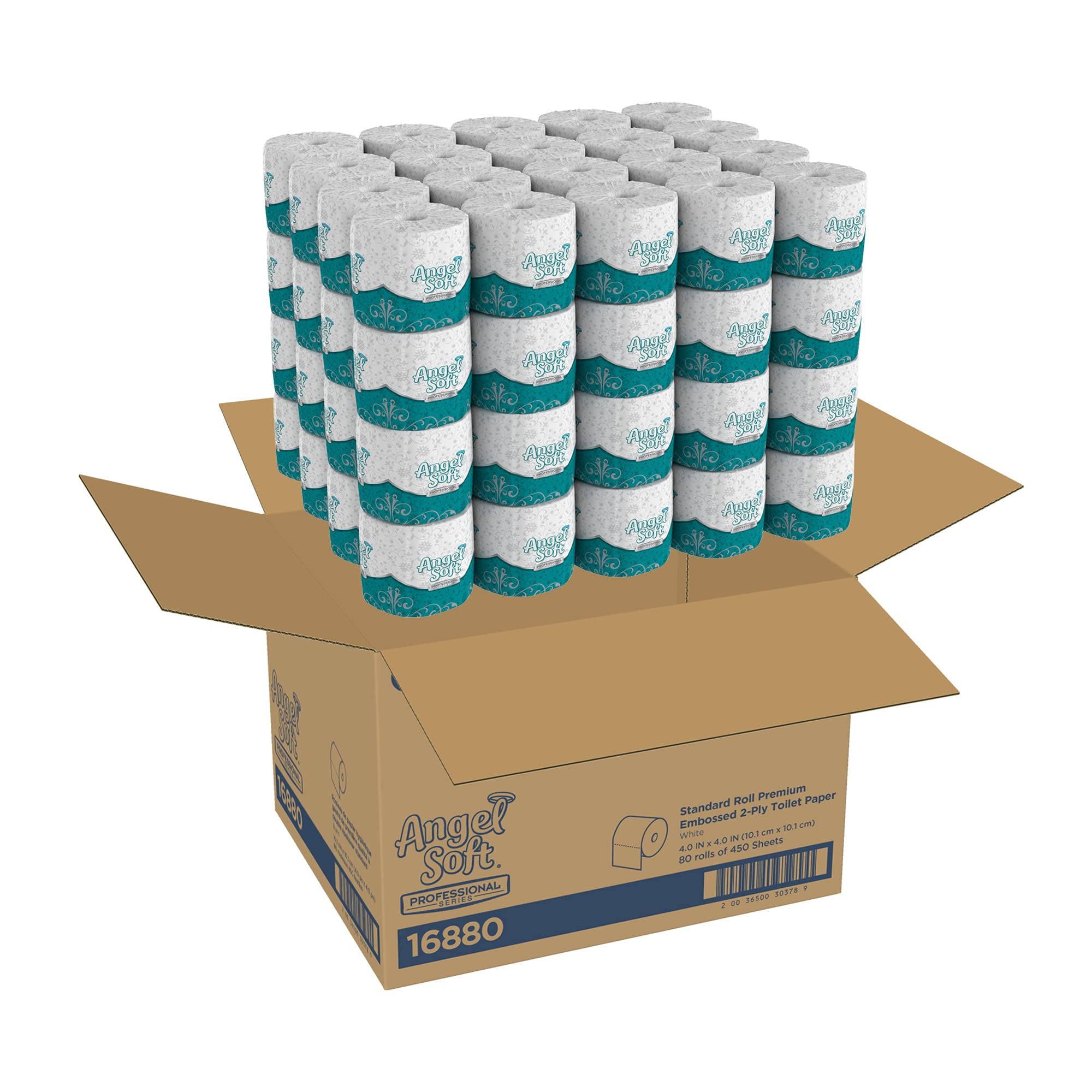 Angel Soft Toilet Paper, Bulk Case of 80 Standard Rolls, 450 Sheets Per Roll, Individually Wrapped, 2 Ply Soft And Strong Toilet Tissue,16880