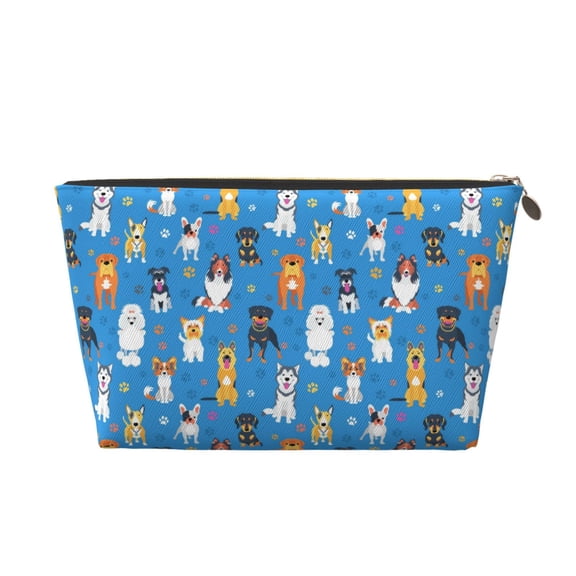 Picia Cute Dogs Printed Leather Travel Toiletry Bag,Cosmetic Organizer, Makeup Travel Bag, Durable Travel Pouch, Compact Toiletry Bag, Travel Accessories
