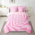 thumbnail image 2 of Erosebridal Abstract Spiral Bedding Twin Size,3D Geometric Swirls Comforter Sets with Sheets,Gradient Pink Stripes Bedding Sets Twin Size,Super Cozy Princess Room Decorative Reversible,7pcs, 2 of 6