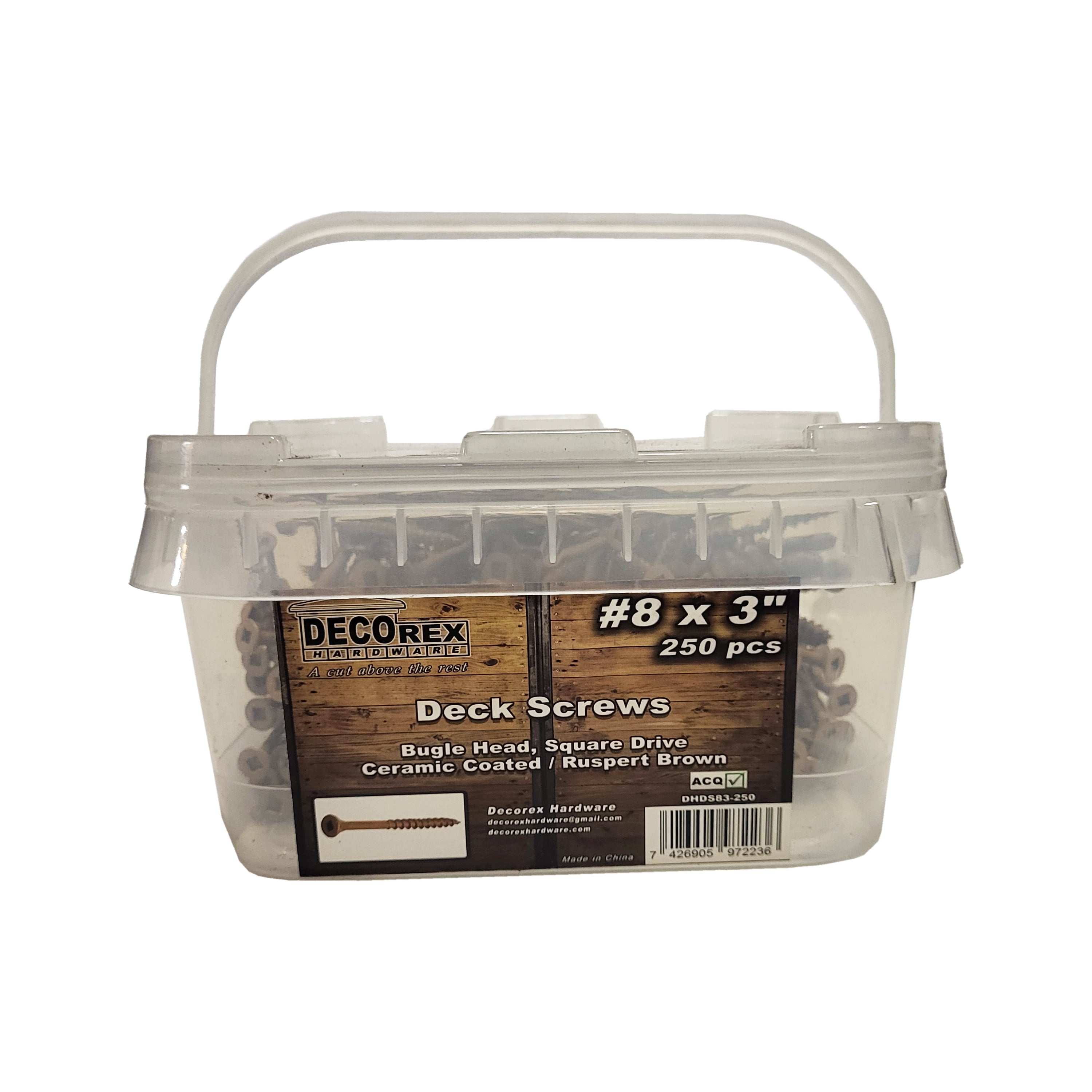 #8 x 3" Deck Screws | Square Drive | Bugle Head | Brown Ruspert | 250pcs Box