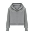 thumbnail image 4 of Womens Zip Up Hoodies, Long Sleeve Pullover for Women Fall Fashion Loose Fit Solid Color Cropped Half Zip Hooded Sweatshirts with Pockets, 4 of 6
