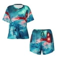thumbnail image 4 of Lsque Aurora Borealis Village Women's Short-Sleeved Pajama Set - 2 Piece Soft and Lightweight Sleepwear Set-XX-Large, 4 of 9
