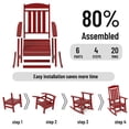 thumbnail image 5 of Outdoor Rocking Chair Set of 2, HDPE Plastic Porch Rocker, Red, 5 of 6