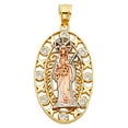 thumbnail image 2 of Wellingsale 14K Tri 3 Color Gold Polished Milgrain Ornate Santa Muerte Pendant with CZ Accents, 2 of 4