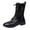 Black, variant on Women's Knee High Boots with Side Zipper Fashion Buckle Straps Lace up Combat Boots Non Slip Motorcycle Shoes Brown Size 6