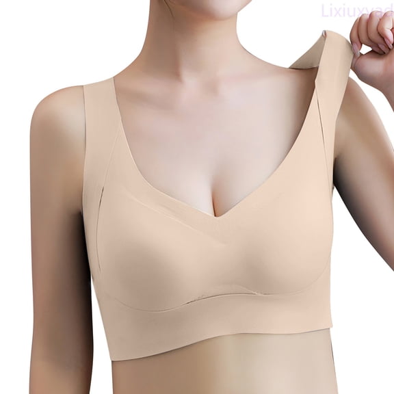 Lixiuxyad Seamless Front Yoga Bra For Supportive Non Padded Sports Top With Side Coverage And Back Design For Fitness Workout,Bras for Women Beige L