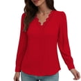 thumbnail image 2 of Uootdi Long Gift Sleeve Shirts for Women V Neck Lace Tops Business Casual Dressy Blouses Work Solid Color Elegant Blouse, 2 of 5
