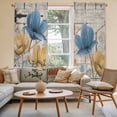 thumbnail image 2 of Blue Yellow Tulips Kitchen Curtain for Berdoom Living Room Cafe 72 Inch Length, Retro Farmhouse Flower Barn Doors Wooden Tiers Curtains Light Filtering Drapes Window Treatment 2 Panels 52"Wx72"L, 2 of 8