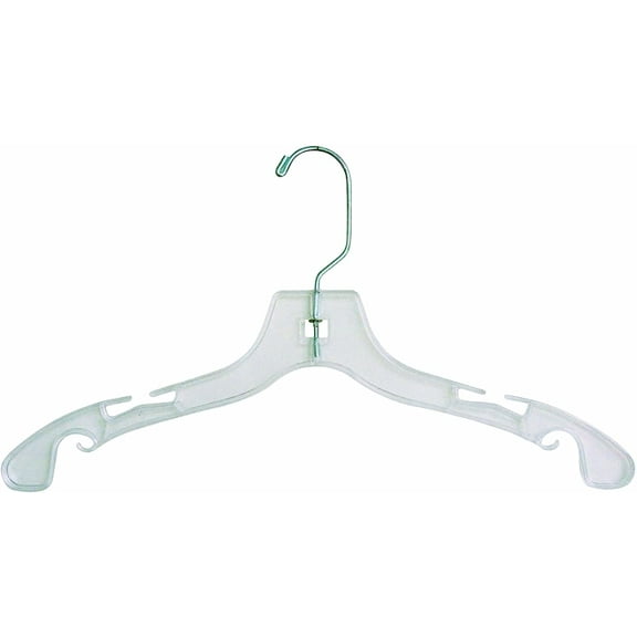 International Hanger Kid's Clear Plastic Top Hanger with Swivel Hook for Shirts or Pants, 100 Pack