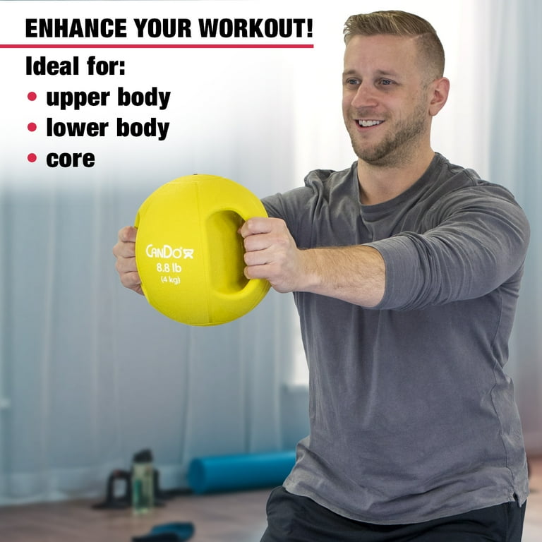 CanDo Molded Dual-Handle Medicine Ball for Strength Training, Core