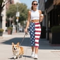 thumbnail image 5 of HELLHERO American Flag Printed Capri Leggings for Women High Waisted Yoga Pants Breathable Workout Leggings with Pockets, S, 5 of 7