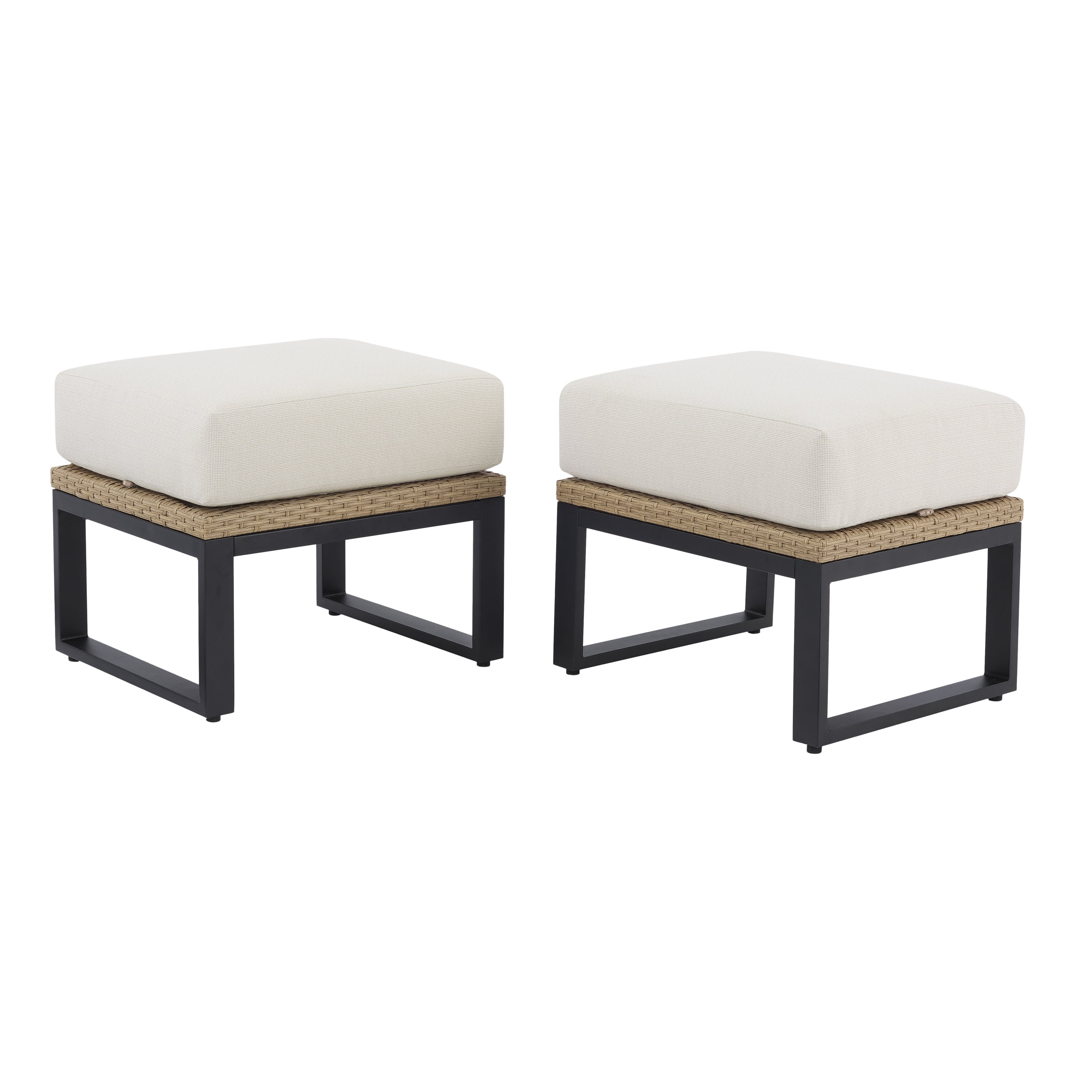 Better Homes & Gardens Ventura 2-Piece Outdoor Wicker Ottoman, Beige