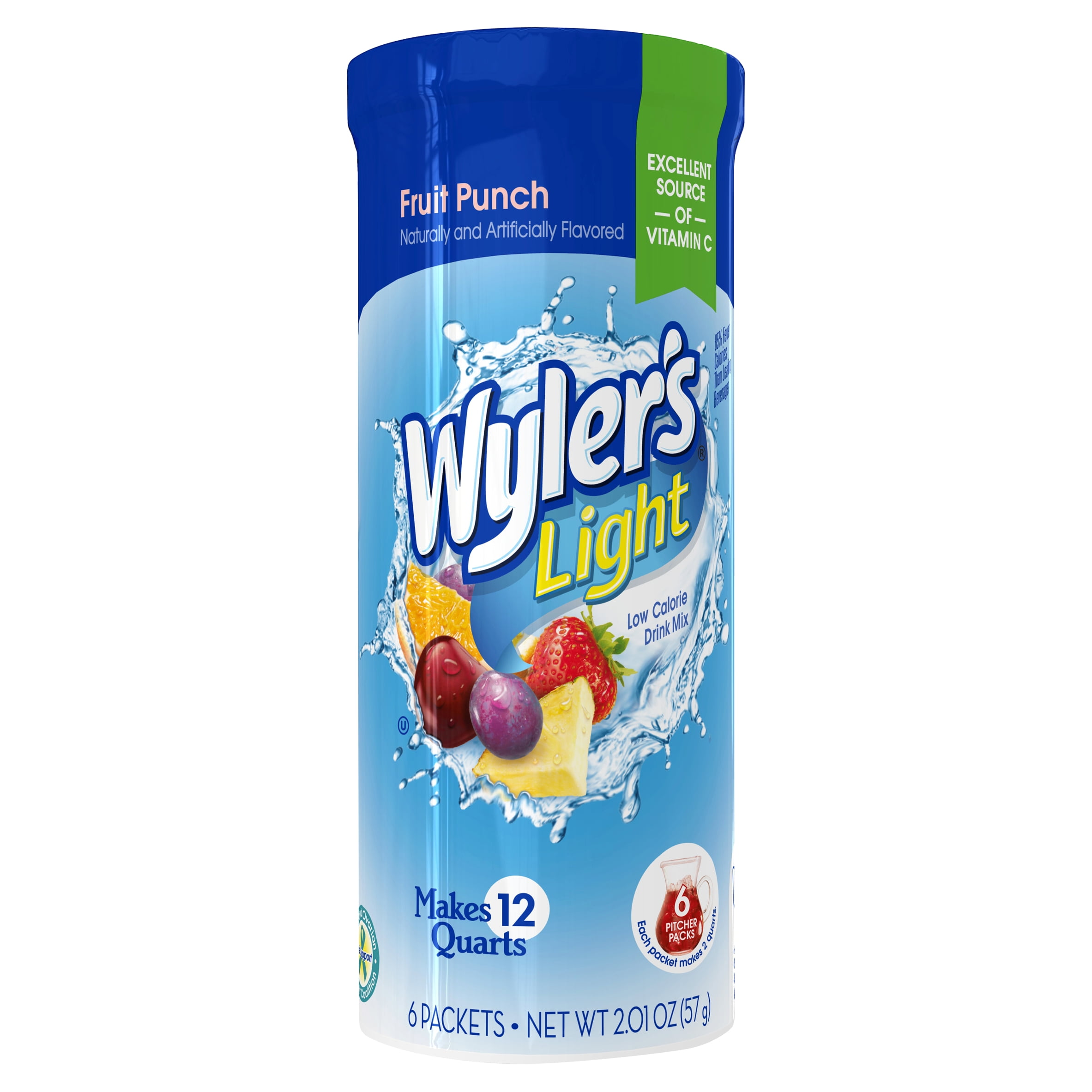 Wyler's Light Fruit Punch Low Calorie Drink Mix, 6 count, 2.01 oz