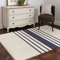 thumbnail image 4 of Midnight Blue Striped Large Area Rugs for Bedroom Living Room, Soft Non Slip Carpet Bedside Rug, Beige Geometric Modern Art Rectangular Floor Cover Kitchen Accent Rug 2.7'x5' for Dining Room/Office, 4 of 9