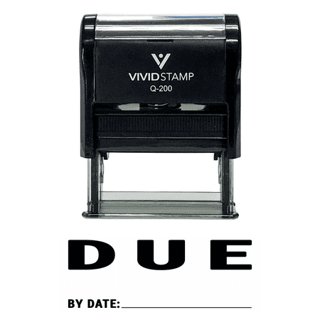 Vivid Stamp Due By Date Self Inking Rubber Stamp (Black Ink) - Medium