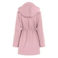 thumbnail image 7 of larppty Women Rain Jacket Lightweight Waterproof Raincoat Outdoor Hooded Windbreaker Trench Coat (Pink, XL), 7 of 7