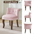 thumbnail image 5 of Velvet Vanity Chair with Back, Tufted Upholstered Vanity Stool with Solid Wood Legs, Mid Century Small Makeup Chair for Vanity, Accent Chair for Bedroom, Living Room, Pink, 5 of 6
