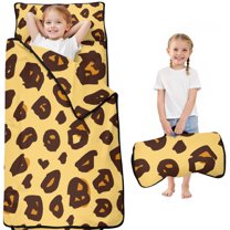 Yellow and Brown Of Leopard Print Toddler Nap Mats for Kids Preschool,Sleeping Mat Bag or Kids,Toddler Sleeping Bag,Toddler Nap Mat or Daycare