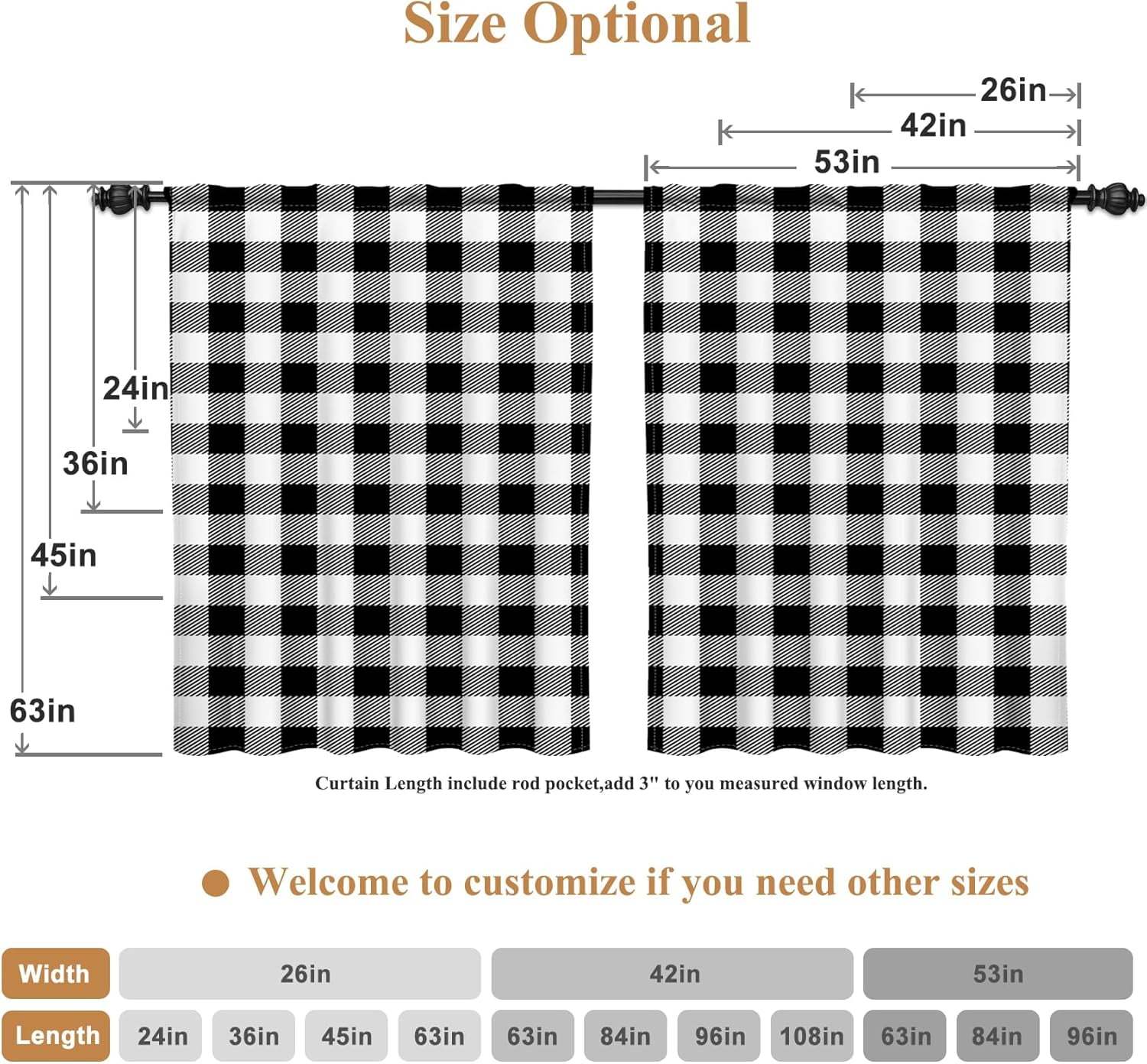 27.5 x 24 Inch Buffalo Check Tier Curtains for Kitchen Thick Linen Buffalo Plaid Gingham Rod Pocket Cafe Bathroom Window Curtains Dining Room Short Window Treatment Burgundy Teal Black 2 Panels