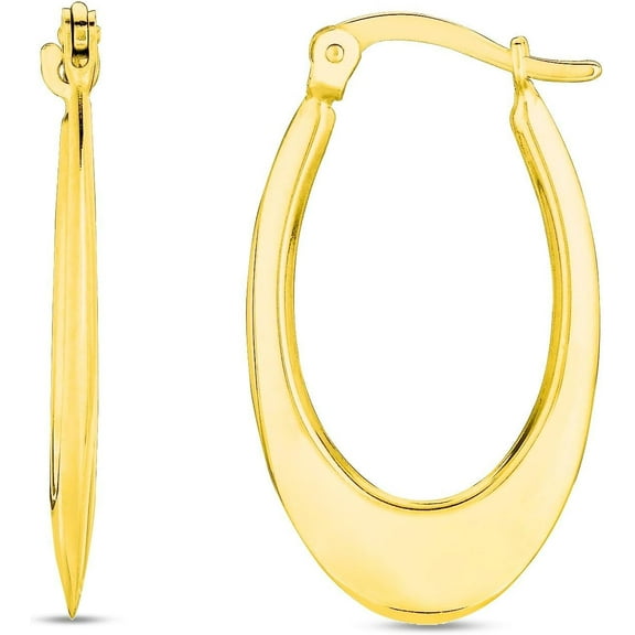 Floreo 14k Yellow Gold 19mm Graduated Oval Back to Back Hoop Earrings