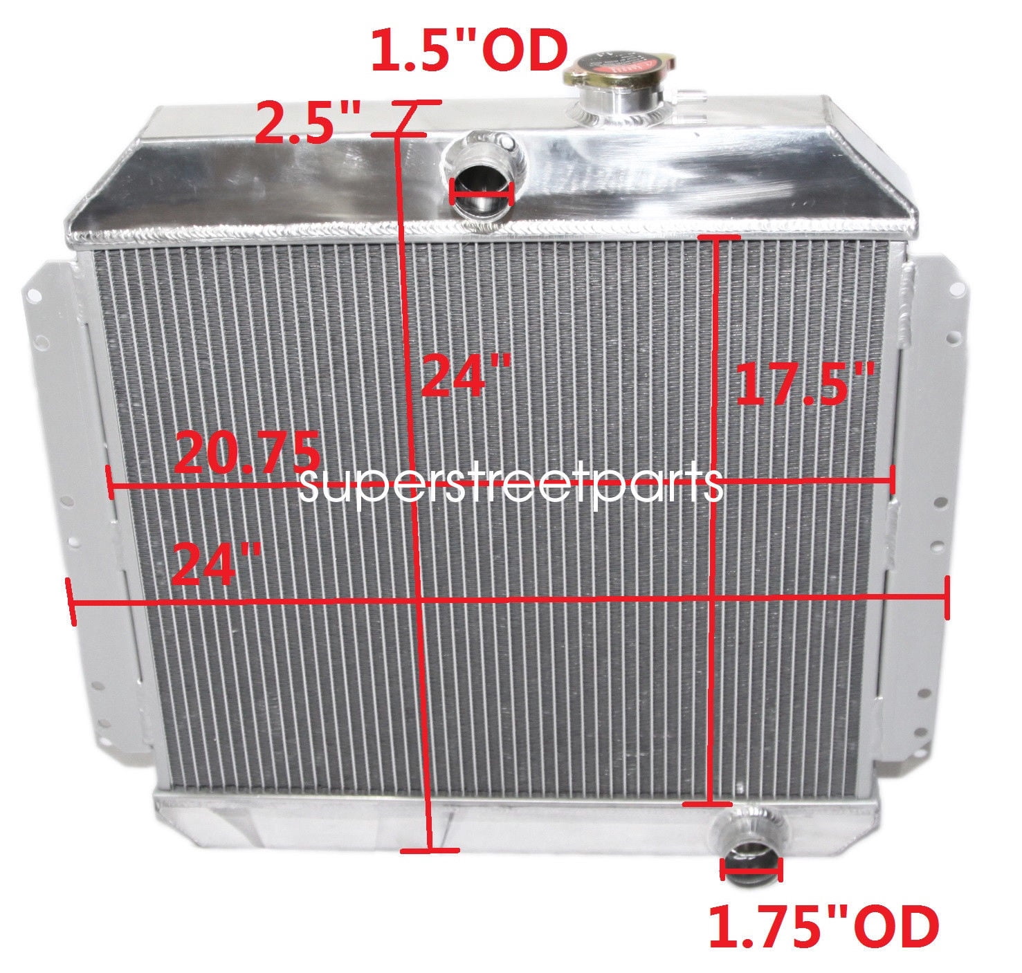 Aluminum Tri Core 3-Row Radiator for Chevy 49-52 Styleline/50-54 Bel ...