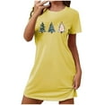 thumbnail image 5 of Sakmal Plus Size Nightgowns for Women Christmas Playful Ultra-Soft Yellow House Dress Christmas Trees Print Short Crew Neck Short Sleeve Nightgowns S-2XL, 5 of 5