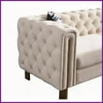 thumbnail image 3 of Modern Chesterfield Tufted Velvet Sofa - 84.25''W Cream Living Room Couch with Gold Legs, 3 of 13