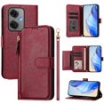 thumbnail image 1 of Funda para Oneplus NORD CE 3 5G con cremallera tipo cartera, tarjetero, marco de fotos, soporte y cordón, de piel sintética. rojo, 1 of 5