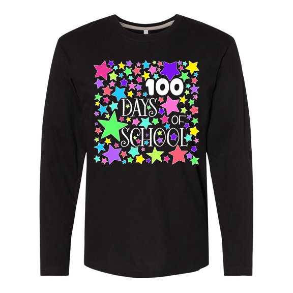 Inktastic 100 Days of School Pastel Stars Long Sleeve T-Shirt