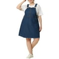 thumbnail image 2 of Agnes Orinda Women's Plus A Line Denim Overall Dress Midi Skirt, 2 of 6