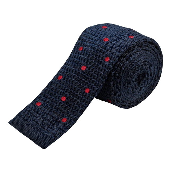Romario Manzini Navy Blue, Red Dotted Men's Knit Tie