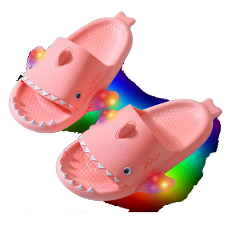 

Cre-Heaven Pink Luminous Boys Girls Cool Shark Slippers Toddler Boys Girls Light Up slides Slipper Anti-slip Soft Kids Shoes Suitable for 1-14 Years Old