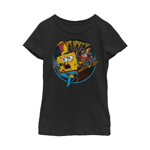 Girl's SpongeBob SquarePants Bank Geek Practice Graphic Tee Black X Large