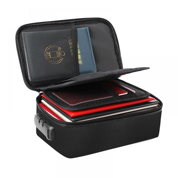 Bolsa para documentos con cerradura, bolsa organizadora de archivos ignífuga de 3 capas con cremallera resistente al agua, bolsa segura para almacenamiento de documentos, bolsa portátil para viajes