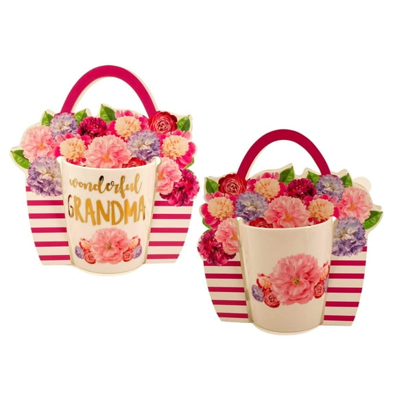 Wonderful Grandma Coffee Mug (14 oz, 4 in tall) Gift Idea For Grandmom, Granny, Nana, Gramma, Grandmother Novelty Ceramic Tea Cup With Floral Designs Microwave Safe