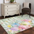 thumbnail image 4 of Easter Eggs Area Rugs Collection 3'x5', Spring Daisy Eucalyptus Leaves Sage Green Plaid Non Slip Indoor Rectangle Throw Runner Rug Floor Mat Carpet for Living Room Dining Table Bedroom Nursery, 4 of 9