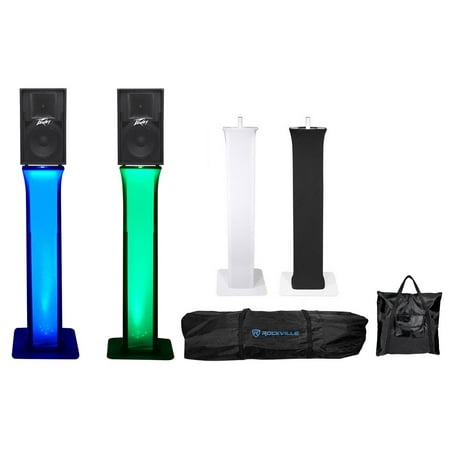 (2) Peavey PV115 15" Two Way 800 Watt DJ Speaker+Totem Style Stands