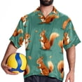 thumbnail image 4 of Squirrel Men's Short Sleeve Hawaiian Shirt Button Down Poplin Beach Casual Printed Unisex Summer Tops, 4 of 6