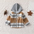 thumbnail image 2 of Generic Kids Jackets Work Fall Boys' Plaid Lapel Brushed Long Sleeve Top for Fashion Casual Cozy Lightweight Breathable Travel Jacket(12-18 Months,Brown), 2 of 9
