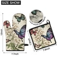 thumbnail image 6 of Vintage Butterfly and Flower Kitchen Oven Mitt and Pot Holder Sets 2 Pcs for Baking, Cooking and Grilling, Heat Resistant Up To 392 °F, 6 of 7
