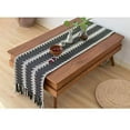 thumbnail image 6 of Fennco Styles Reversible Geometric Canvas Cotton Table Runner with Tassels – 14”W x 71”L Black &amp; White Table Cover for Dining Table Décor, Banquets, Holidays and Special Occasio, 6 of 9