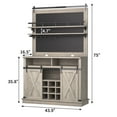thumbnail image 2 of 75" Tall Coffee Hutch Cabinet, Farmhouse Kitchen Buffet Sideboard with Hooks and Sliding Barn Door, 2 of 7