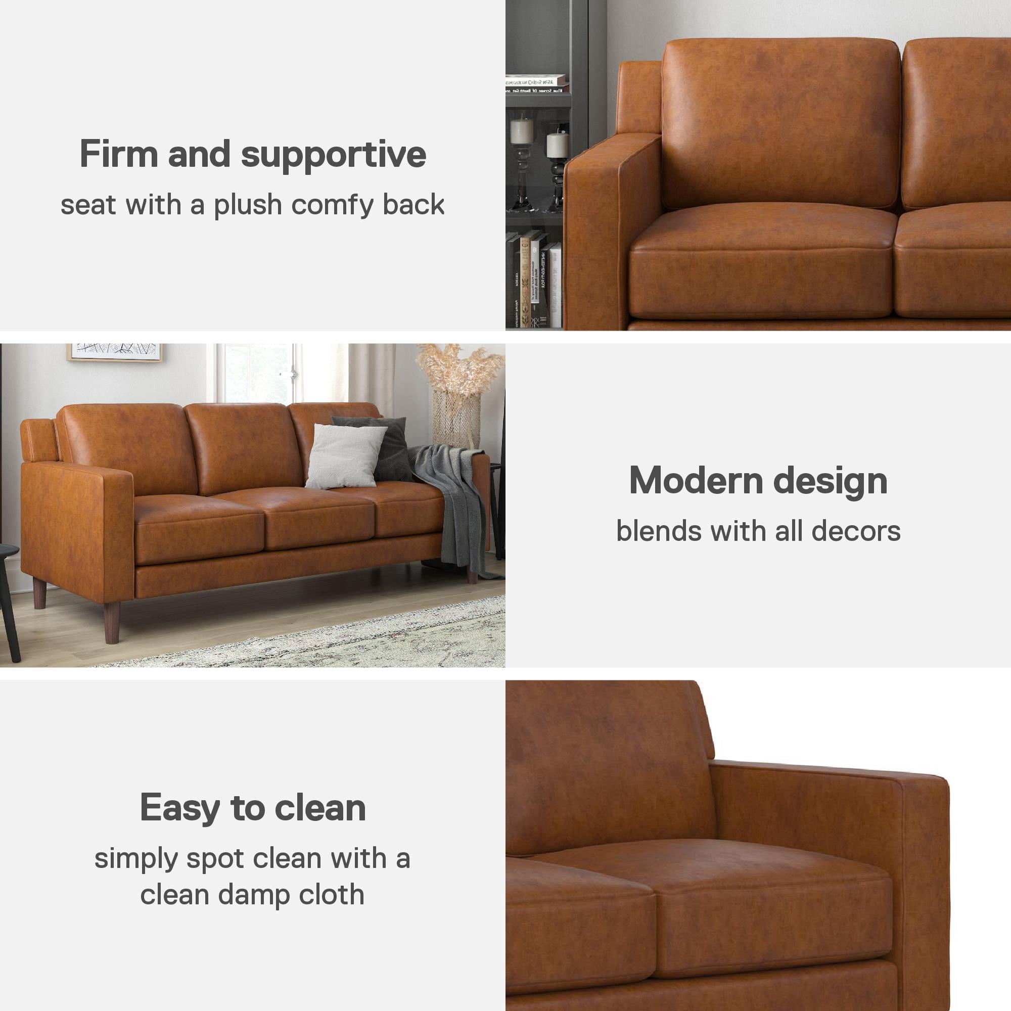 DHP Bryanna 3 Seater Sofa , Camel Faux Leather