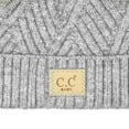 thumbnail image 2 of C.C Kids' Babies' Soft Stretch Cable Knit Faux Fur Pom Pom Beanie Hat, Criss Cross Light Melange Gray, 2 of 5