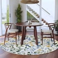 thumbnail image 3 of Round Rugs 7Ft, Blue Yellow Floral Spring Round Area Rug Washable Indoor Throw Carpet, Summer Pastoral Botanical Green Large Non Slip Circle Rug for Dining Room Playroom Home Decor Aesthetic, 3 of 8