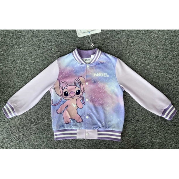 Disney Stitch. Chaquetas tipo bomber para niños, sweatshirts ligeros de estilo varsity con estampado de tie-dye, ideales como regalos en tallas de 6 a 14.