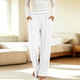 thumbnail image 2 of Liuinsasek Womens Casual Lounge Long Pants Fashion Solid Color Lightweight Pajama Pants Elastic Waist with Pockets Wide Leg Yoga Pants, 2 of 10